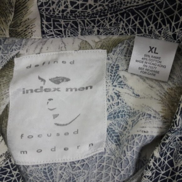 Index Men Button Down Hawaiian Shirt XL Flowers - Picture 2 of 5